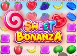 Casino Sweet Bonanza game with colorful candies and fruits.  Fairspin Casino Online